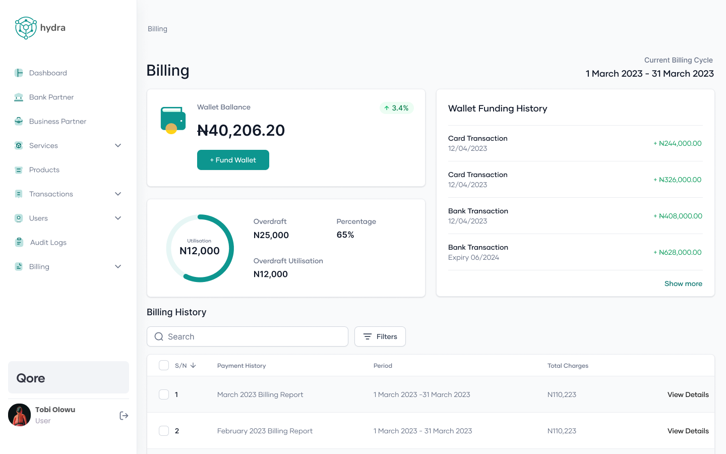 Billing History