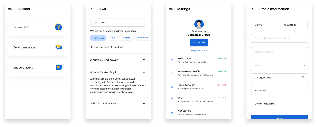 Support & Settings